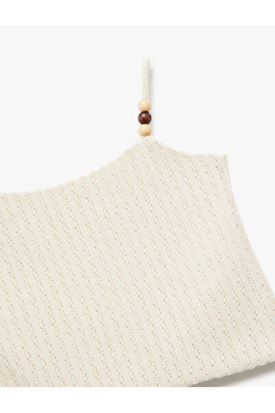 Koton Boncuk Detaylı İnce Askılı Kolsuz Dokulu Crop Atlet