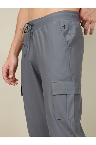 Technosport By Styli Men Solid Slim Fit Cargo Track Pants with DURACOOL+