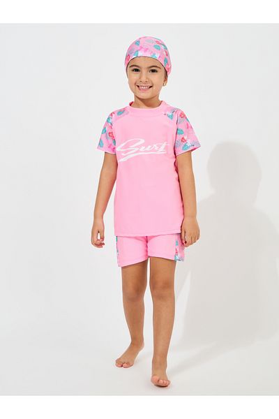 Styli Pack of 3 - Floral Print Top, Shorts and Swimming Cap
