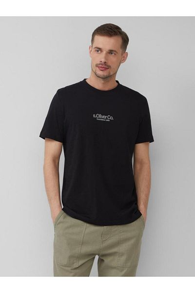 s.Oliver Men's T-shirt With Logo Print, Cotton, Regular Fit