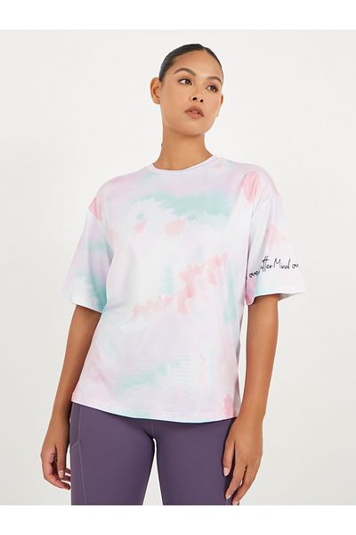 Styli Slogan Print Short Sleeve Top with Dropped Shoulders