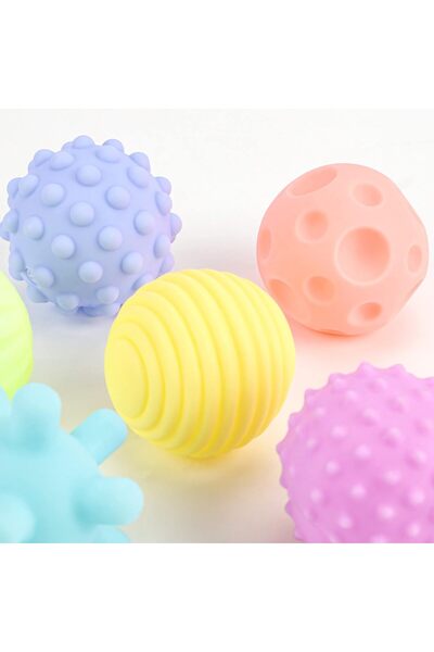 The Moon Brand The Moon Baby Learning Toy Balls - 6 Pack Soft Textured Sensory Balls (Pastel)