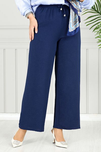 ModaMerve Elastic Waist Aerobin Trousers 4053Pm1063-M Navy