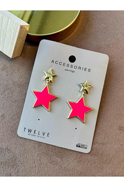 Twelve أقراط نجمة مملوءة باللون الذهبي الوردي