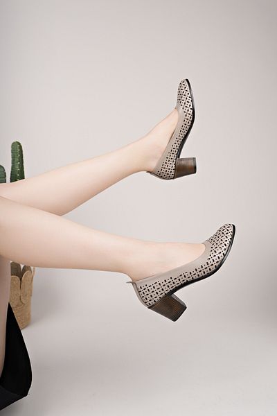 Diego Carlotti Genuine Leather Women's Daily Classic Heeled Shoes Dd0185