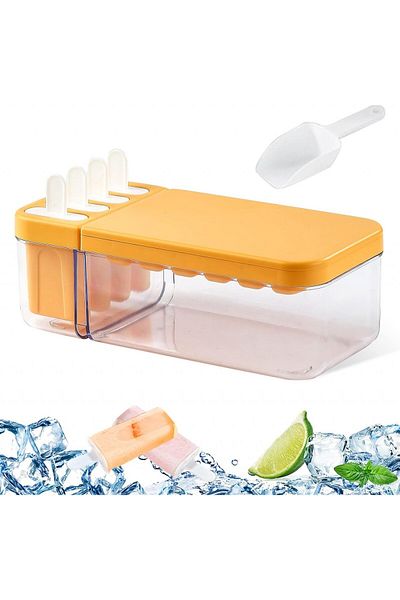 Glaxcidy ice cream mold with space for ice cubes, polypropylene, transparent/orange