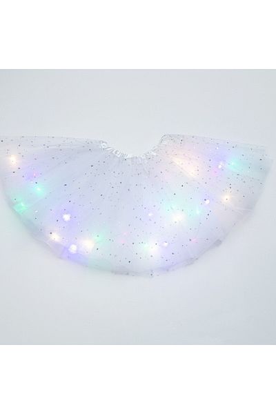 Optim Solution Fustă LED pentru copii, tutu de balet cu lumini încorporate multicolore, model stea, lungime 30 cm,