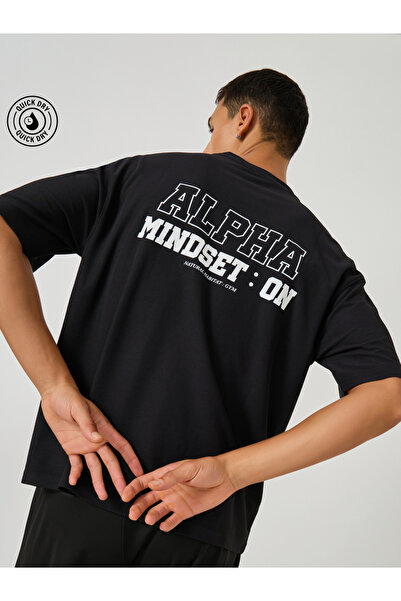 Styli Slogan Print Micro Pique Oversized T-Shirt