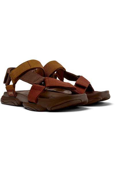 CAMPER Women's Brown Color Block Summer Sandal with Hook And Loop Strap and Back Tie Karst