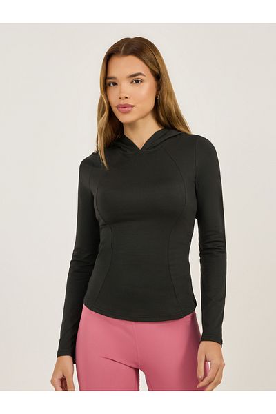 Styli Basic Hooded Thumbhole Detail Long Sleeves Top