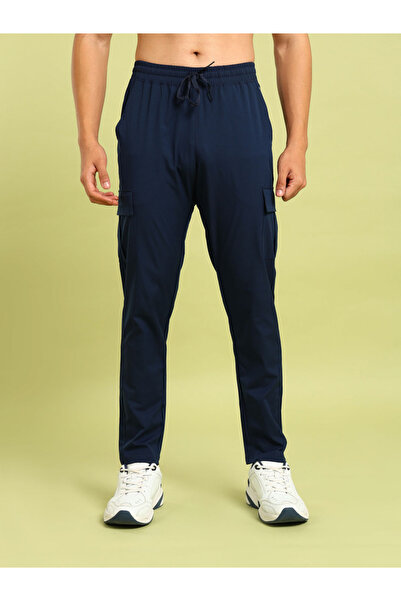 Technosport By Styli Men Solid Slim Fit Cargo Track Pants with TS FLEXI