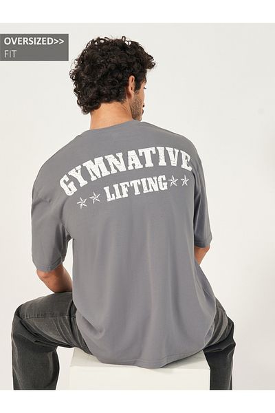 Styli Oversized Slogan Print Round Neck T-Shirt