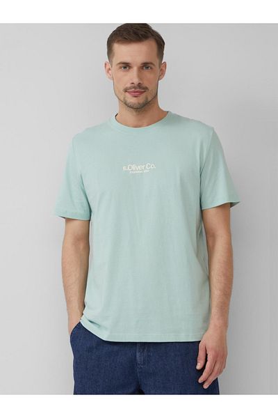s.Oliver Men's T-shirt With Logo Print, Cotton, Regular Fit