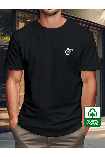 aynewmoda Тениска с лодка деколте (Balik) с щампа "Oversize", 100% памук