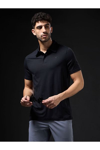 Technosport By Styli تي شيرت بولو رجالي سادة بقصّة Slim Fit مع COTFLEX
