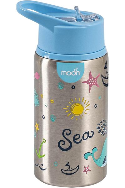 Moon Single Wall SS Sipper Bottle 90x75x182mm 530ml / 18oz-Blue