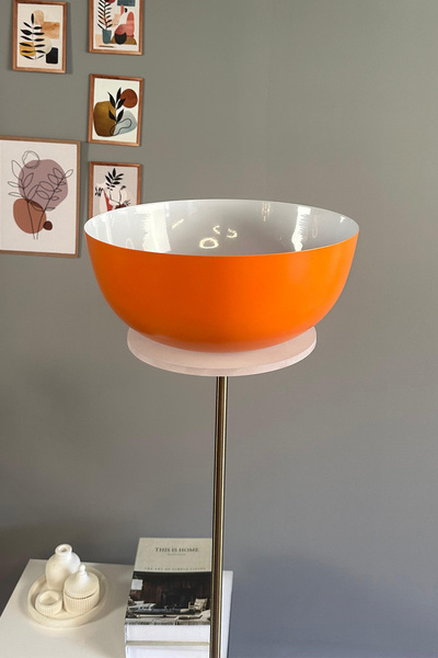 Bamyum Turuncu Lambader Modern Dekoratif Metal Oturma Odası Çalışma Odası Zemin Lambası