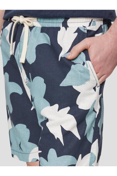 QS by s.Oliver Pantaloni scurți bărbătești Q/S by s.Oliver cu imprimeu floral, bleumarin
