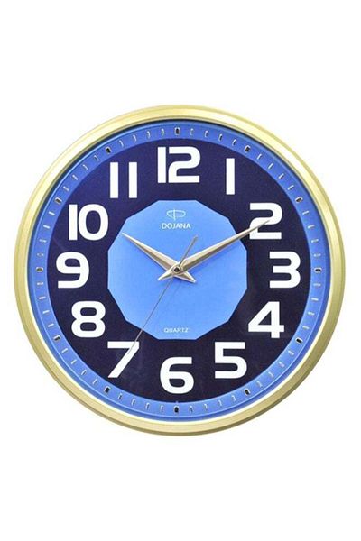 dojana Round Unique Analog Wall Clock Gold/Blue/White