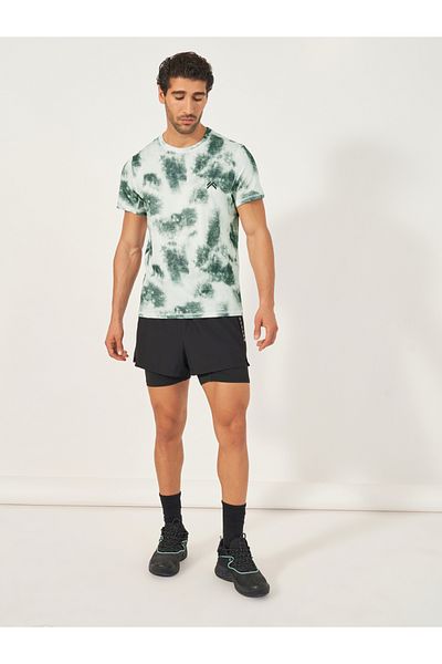Styli Tie-Dye Print Workout T-Shirt with Logo Detail