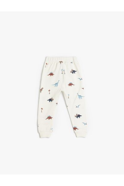 Koton Dinosaur printed drawstring cotton sweat bottoms.