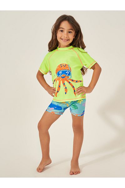 Styli Kids Multicolor Octopus Graphic Swimsuit
