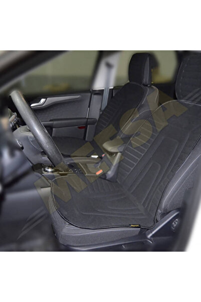 BTM OTOMOTİV وسادة مقعد السيارة باللون الأسود الأمامية مكونة من قطعتين من قما...