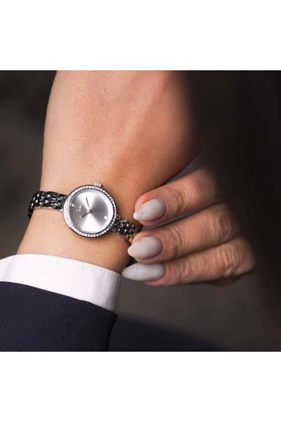 catera Women's silver steel watch with white dial
