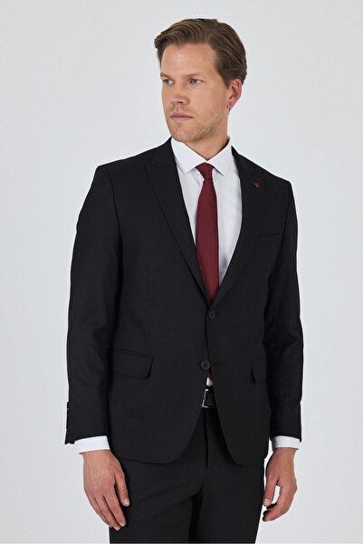 İmza Black Swallow Collar Lined Double Slit Flexible 6 Drop Slim Fit Classic Suit 1001250162