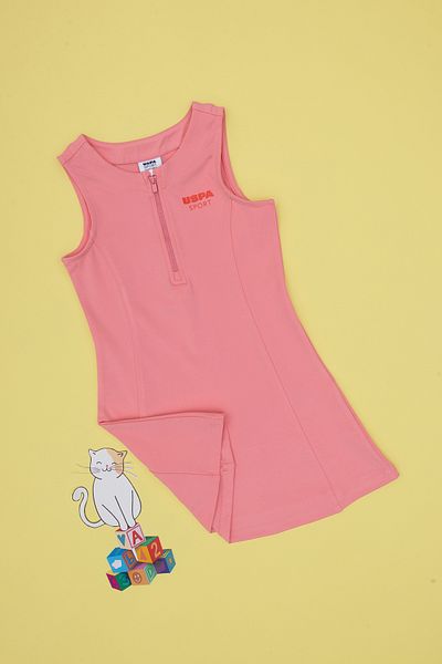 U.S. Polo Assn. Girl's Pink Half Zipper Knitted Dress 50300841-Vr041