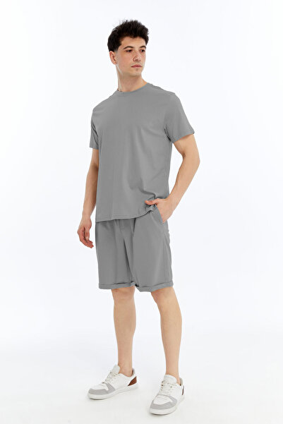 KRAVEN Men's 2-Piece T-Shirt & Double Leg Shorts Set, Combed Cotton, Lycra Fabric Regular Fit