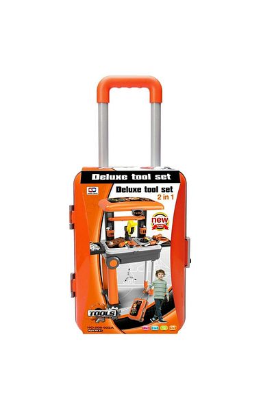 Biki Children's Twist Trolley Case Workbench 2 in 1 Tool Set (Orange, 53x25x13cm)