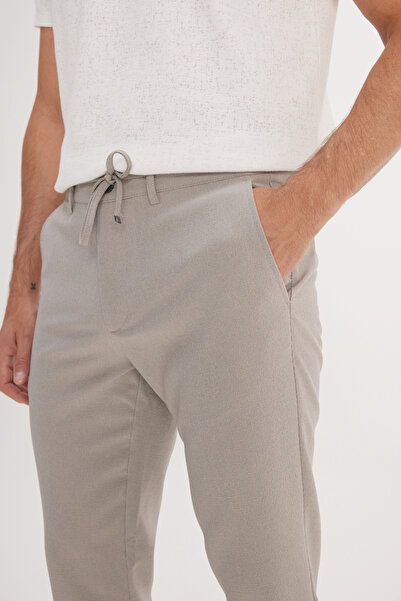 AC&Co / Altınyıldız Classics Men's Light Green Slim Fit Slim Fit Tie Waist Striped Side Pockets Casual Jogger Pants