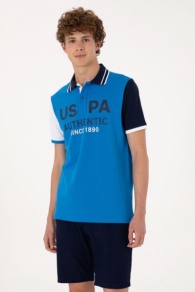 U.S. Polo Assn. Ανδρικό μπλουζάκι με κανονική εφαρμογή Polo Collar Cobalt Blue 50299803-VR077