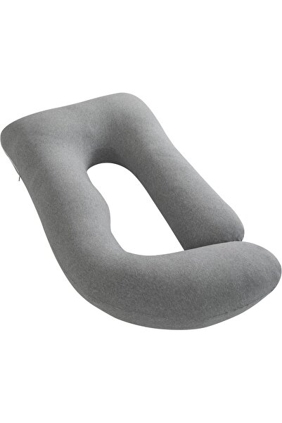 Moon U-Shaped Organic Maternity Pillow (Light Grey, Cotton/Polyester)