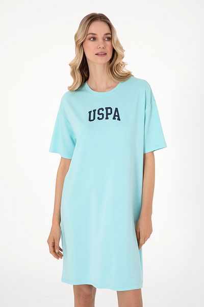 U.S. Polo Assn. Women's Aqua Modal Blend Crew Neck Mini Length Knitted Dress 50306675-Vr007