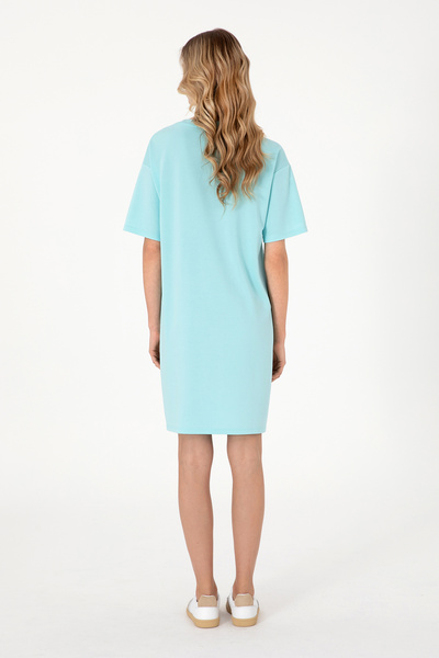 U.S. Polo Assn. Kadın Aqua Modal Karışımlı Bisiklet Yaka Mini Boy Örme Elbise 50306675-VR007