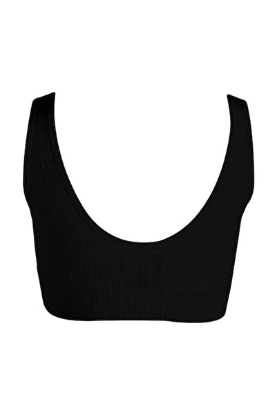 OEM Women's Bustier, Ribbed V Seamless, Black, Padded, One Size Fits All