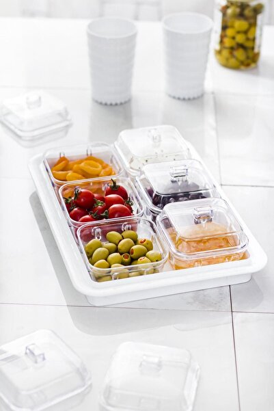 Lunelia Home 6’lı Kapaklı Akrilik Şeffaf Kahvaltılık Seti & Saklama Kabı (CAM DEĞİLDİR)