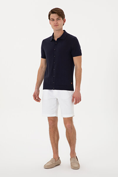 U.S. Polo Assn. Erkek Regular Fit Lacivert Düğmeli Triko Tişört 50306455-VR033