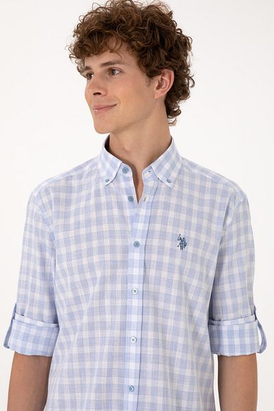 U.S. Polo Assn. Men's Light Blue Long Sleeve Shirt 50306290-Vr003