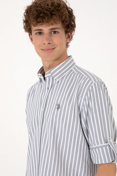 U.S. Polo Assn. Men's Gray Striped White Shirt 50306327-Vr024