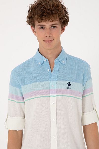 U.S. Polo Assn. Men's Blue Long Sleeve Shirt 50306336-Vr036