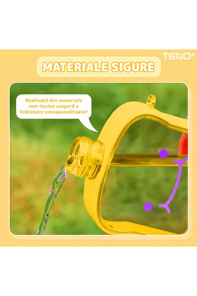 Teno Μπουκάλι νερού Teno® Kids, σε σχήμα τοστ, χωρίς BPA, 380 ml, κίτρινο
