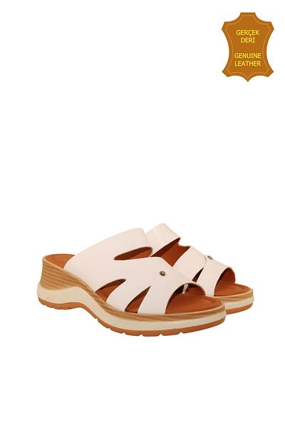 venüs ayakkabı Venus 2409904Y Genuine Leather Women's Anatomical Slippers White Ç