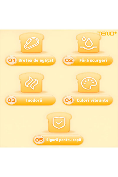 Teno Μπουκάλι νερού Teno® Kids, σε σχήμα τοστ, χωρίς BPA, 380 ml, κίτρινο