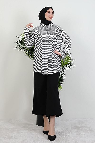 GİYZAMİLA Cuff Laced Shirt Black