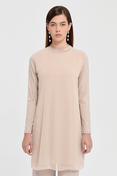 Nihan Şifonlu Penye Tunik Taş