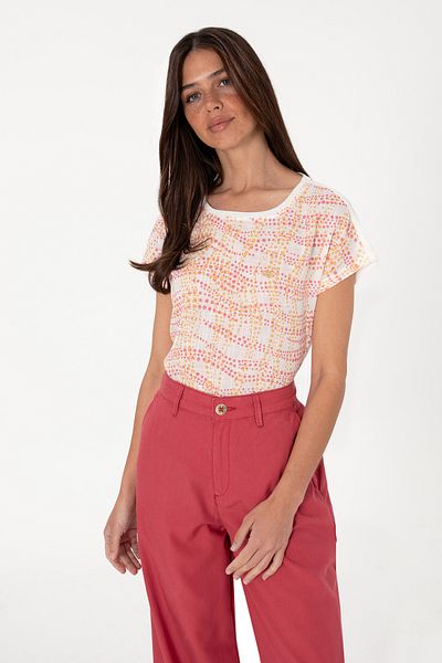 U.S. Polo Assn. Women's Orange Patterned Crew Neck T-Shirt 50300783-Vr202