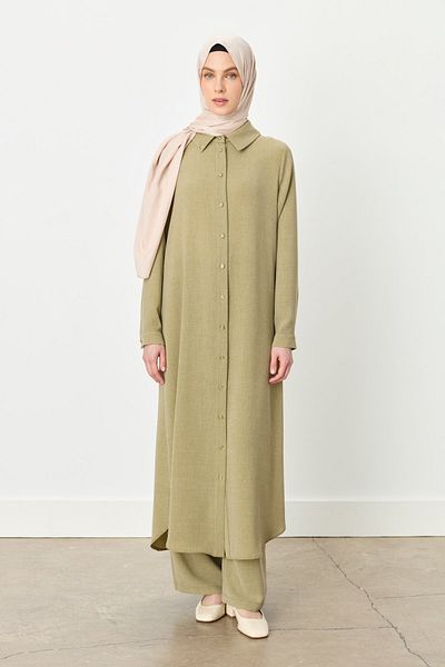 Nihan Plus Size Shirt Collar Tunic Thyme